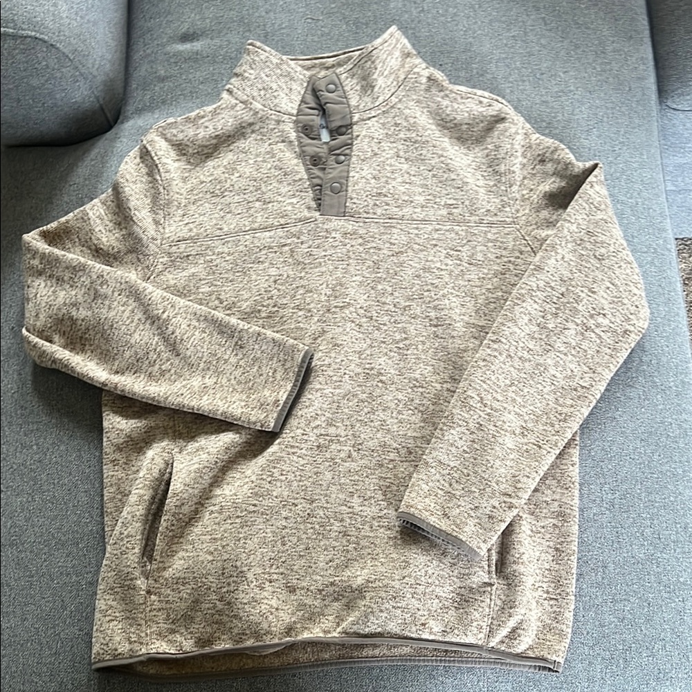 Goodfellow & Co Beige 1/4 Button Knit Sweater with Front Pockets